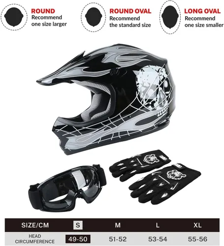 Vista 2 de TCT-MOTORPARTS DOT - Casco de motocross para niños y jóvenes, casco de cara completa para motocross, ATV, todoterreno, casco de cuatro ruedas