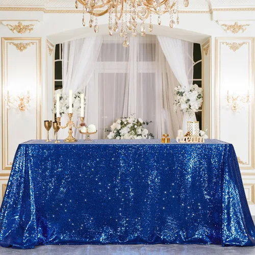 Vista 121 de B-COOL Mantel de lentejuelas con brillo para mesas, color azul bebé, mantel de lentejuelas para decoración de mesas, para bodas, Navidad