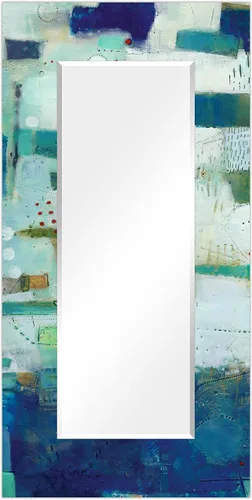 Vista 11 de Empire Art Direct Espejo de pared rectangular biselado en blanco y negro con vidrio templado impreso abstracto, tocador, espejo de baño, listo