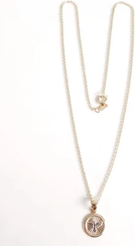 Vista 5 de Collar con medalla del Espíritu Santo de 17,2 pulgadas, cadena chapada en oro de 18 quilates