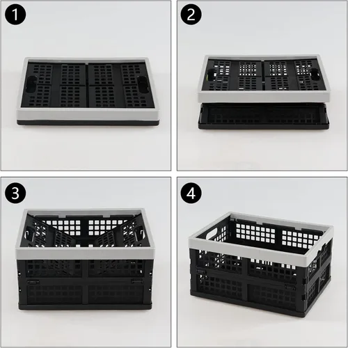 Vista 4 de Gainhope - Paquete de 3 cajas plegables de plástico de 15 L, cajas plegables Cestas apilables para estante, cocina, despensa