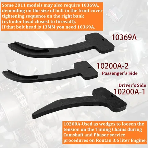Vista 2 de 6 herramientas de cadena de distribución Phaser de árbol de levas compatibles con VW Chrysler Jeep Dodge 3.6L 10200A 10369A 10202A