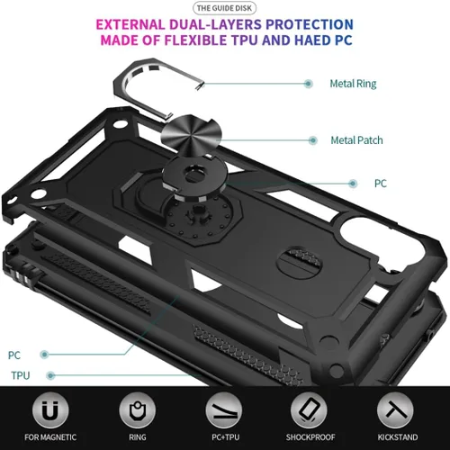 Vista 4 de Funda para Redmi Note 8 (2019/2021) M1908C3JH con protector de pantalla de vidrio templado, [grado militar] [anillo de metal] [soporte magnético]