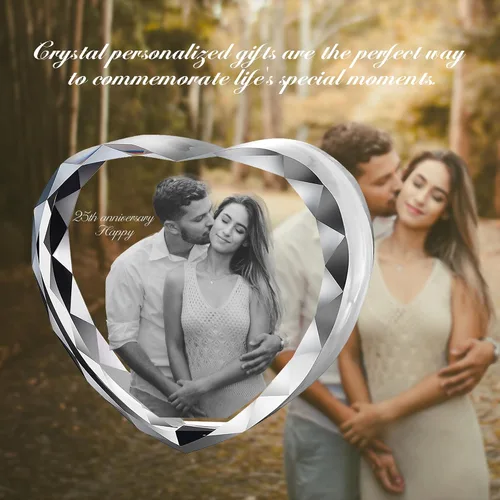 Vista 5 de Foto de cristal 3D personalizada, regalos personalizados para mujeres, mamá, marco de fotos de cristal, regalos de aniversario personalizados