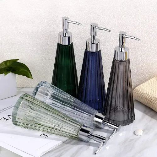Vista 5 de YunNasi Dispensador de jabón con bomba, dispensador de jabón líquido recargable para encimera de baño, fregadero de cocina (azul)