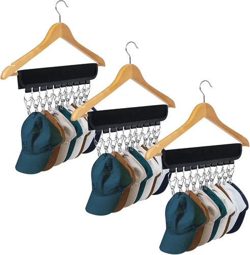 Vista 9 de Organizador de sombreros para percha y armario de habitación, 1 paquete de clips de almacenamiento para colgar sombreros de béisbol, gorras
