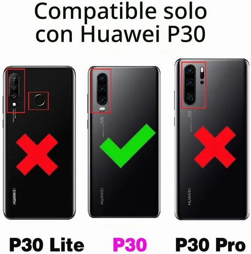 Vista 2 de Asuwish Funda de teléfono para Huawei P30 con protector de pantalla de vidrio templado y soporte delgado, soporte híbrido, resistente, película Azul