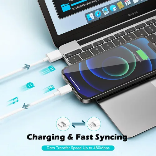 Vista 5 de Cargador rápido para iPhone, cargador de iPhone de 10 pies, bloque de carga súper rápida con cable USB C a Lightning de 10 pies tipo C, enchufe