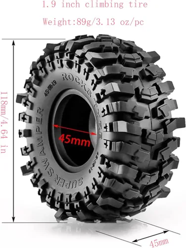 Vista 2 de Lifehead - Neumáticos de goma de 1.9 pulgadas para 1/10 RC Crawler Car TRAXXAS TRX4 TRX6 Axial SCX10 90046 90047 SCX10 III AXI03007 Tamiya CC01 D90