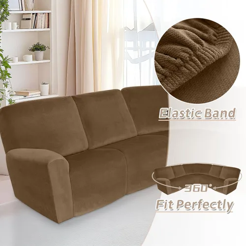 Vista 625 de Arfntevss Fundas de sofá seccional reclinable de terciopelo, Funda de sofá seccional de esquina para sofá reclinable, Funda elástica suave