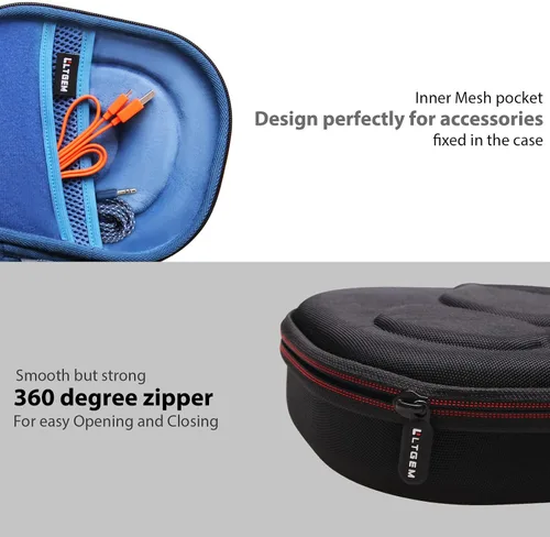 Vista 8 de LTGEM - Funda rígida para auriculares JBL - Gris exterior+interior gris/ Azul oscuro