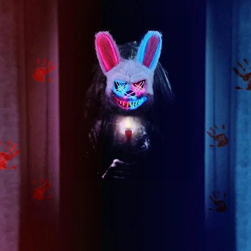 Vista 8 de ZONESTA Disfraz de gato de Halloween para niñas con máscara aterradora de hacker