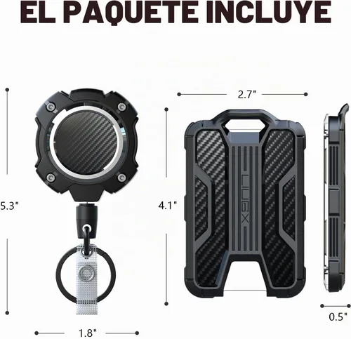 Vista 6 de LIUGX Soporte retráctil para insignias con clip de cinturón, llavero de mosquetón resistente, soporte duradero para tarjetas de identificación