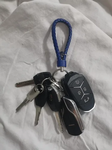 Vista 8 de Llavero de cuero trenzado para todos los autos, llavero para hombres, llavero para mujer, 5