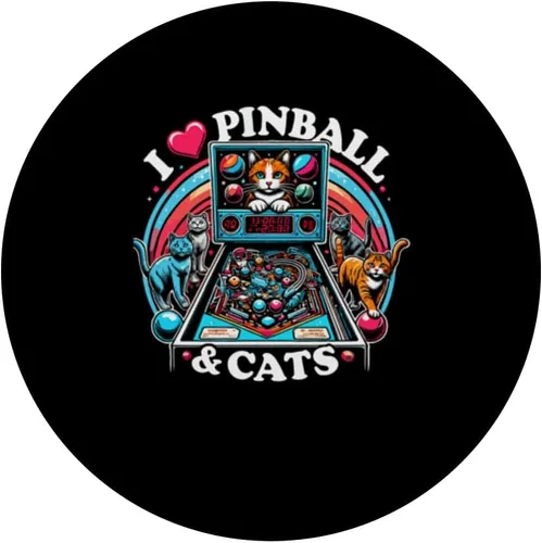 Vista 3 de Pinball and Cats Nostalgia Pinball Wizard Pet Cat Lover PopSockets PopSockets Adhesivo PopGrip