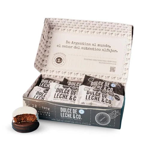 Vista 12 de Dulce de Leche & CO. Alfajores Premium DDL&CO x 6 unidades - 3 negro 3 blanco - Hecho en Argentina (1)