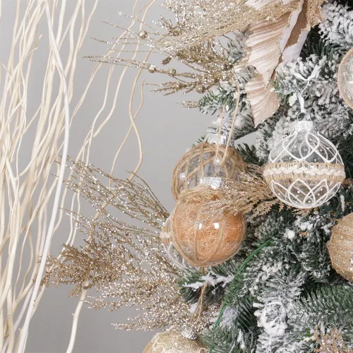 Vista 5 de Tallos de bayas con purpurina navideña, 24 piezas de púas artificiales para rellenos de adornos de árbol de Navidad, coronas de Navidad Dorado