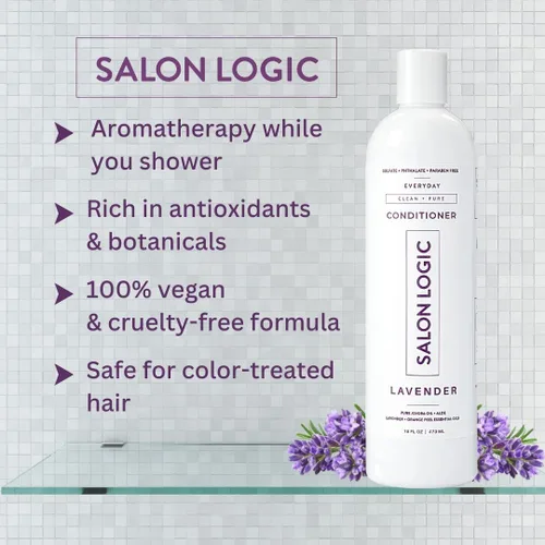 Vista 3 de SalonLogic Acondicionador limpio y puro para uso diario, lavanda, productos de calidad de salón, con aroma natural, repara el cabello dañado