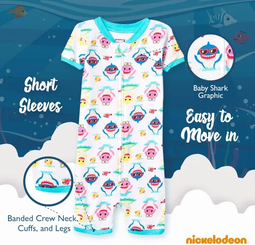 Vista 4 de Nickelodeon Pijama de algodón sin pies para niño Baby Shark