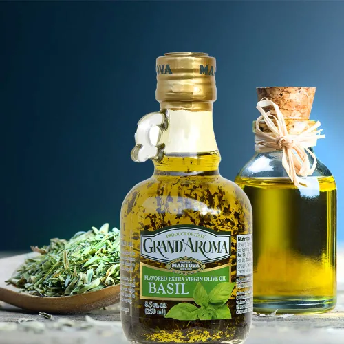 Vista 5 de Mantova Grand'Aroma Aceite de oliva virgen extra con sabor a albahaca, 8.5 onzas líquidas (paquete de 1)