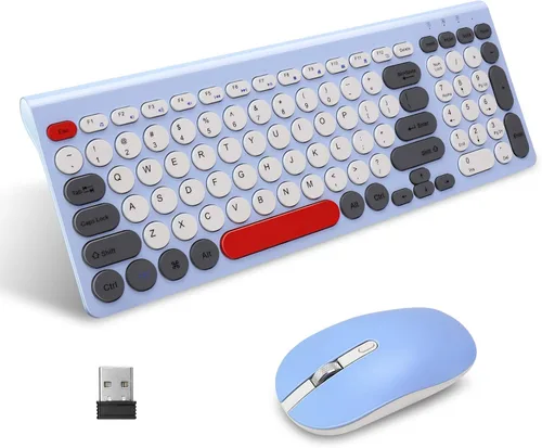 Vista 9 de LeadsaiL Combo de teclado y mouse inalámbricos, mouse USB inalámbrico y teclado de computadora, compacto y silencioso para computadora portátil