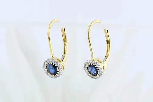 Vista 3 de Dazzlingrock Collection Pendientes colgantes estilo halo de 10 quilates para mujer, oro amarillo