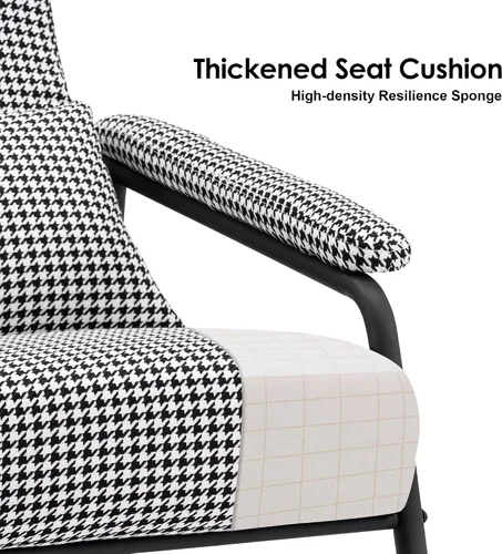 Vista 7 de MCombo Silla decorativa moderna con otomana, sillón de tela suave, silla de ocio tapizada para espacios pequeños, sala de estar y dormitorio 4123