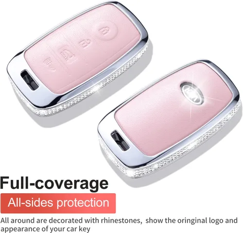 Vista 3 de Funda para llavero Kia con llaveros, funda protectora de piel auténtica compatible con llave inteligente Kia Forte Koup Niro Optima Rio Sorento Soul
