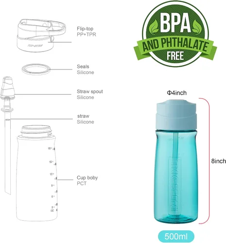 Vista 5 de Botellas de agua deportivas para niños con popote para la escuela, 20/27 onzas, Tritan sin BPA, a prueba de fugas, botellas para niños con tapa