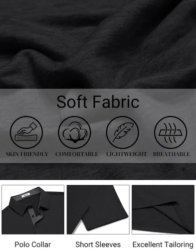 Vista 5 de COOFANDY Camisas polo de manga corta para hombre, estilo casual, de verano, cuello clásico, para golf