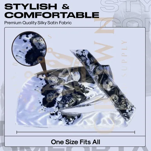Vista 5 de Art Silky Durag con colas largas y anchas, durags de tela de seda suave satinada para mayor comodidad y compresión