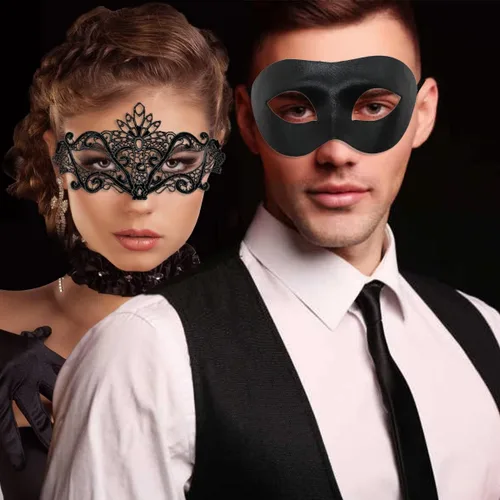 Vista 6 de Máscara de máscaras para mujeres parejas y hombres máscara para carnaval Halloween máscara de ojos de encaje para fiesta baile de graduación bar