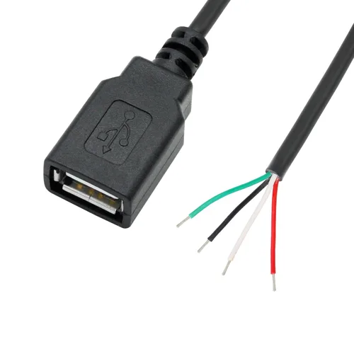 Vista 2 de Cable corto USB A hembra de 4 pines de 11 pulgadas, USB 5V/2A 4 pines Pigtail Cable de alimentación y datos de extremo abierto, para equipo USB
