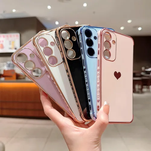 Vista 56 de phylla Funda de teléfono compatible con Samsung Galaxy A12 de 6.5 pulgadas, lindo corazón chapado en oro, elegante funda de lujo para mujer