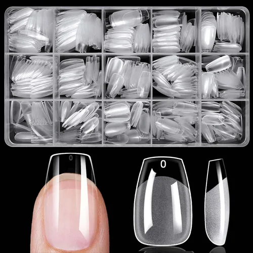 Vista 11 de 420 puntas de uñas cuadradas medianas transparentes uñas de gel