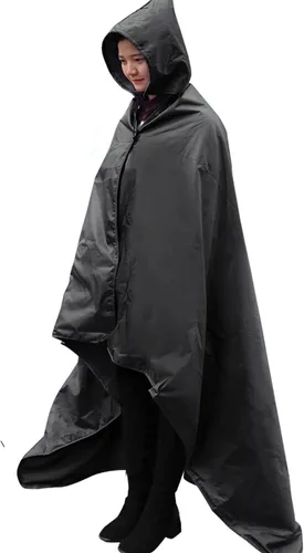 Vista 26 de DUKUSEEK Manta con capucha para exteriores, manta de camping impermeable, acolchada, forro polar grueso, cálida, resistente al viento, a prueba