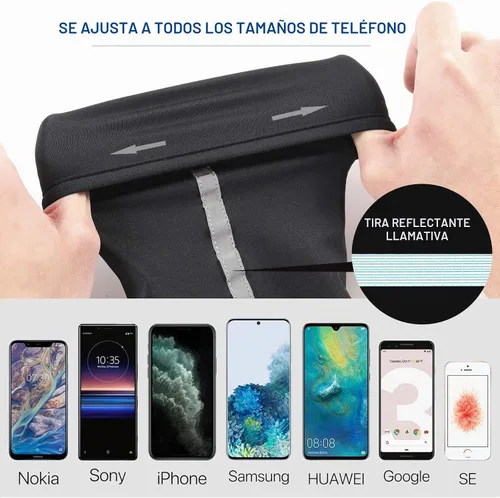 Vista 3 de Easyports - Cartera de muñeca de 2 bolsillos para teléfono celular, cartera de tobillo, bandas para sudor, brazalete, bolsa oculta, cartera