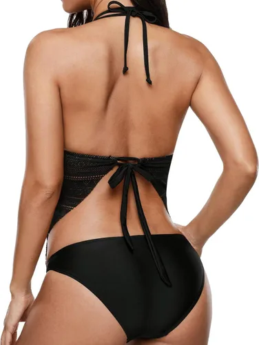 Vista 4 de AnnJo - traje de baño sexy de 2 piezas tankini, con parte inferior de bikini de malla