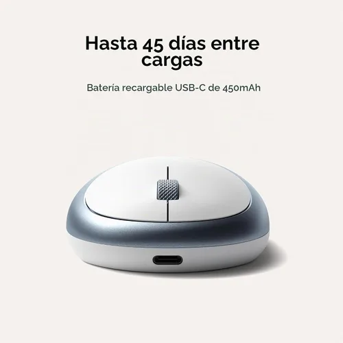 Vista 4 de Satechi M1 - Mouse inalámbrico Bluetooth, recargable USB-C, compacto y portátil, para MacBook Air/Pro M5/M4, iPad Air/Pro M5/M4/M3, iPad mini, Mac