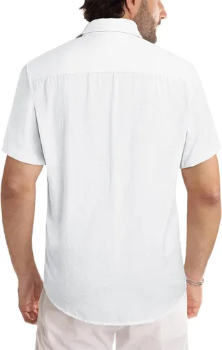 Vista 3 de JMIERR Camisas de vestir a rayas con botones y manga corta para hombre