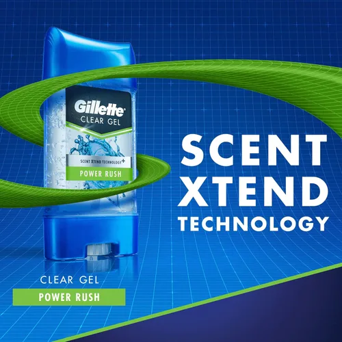 Vista 6 de Gillette Gel transparente antitranspirante/desodorante, Power Rush, barra de 4 onzas (paquete de 6) (el embalaje puede variar)