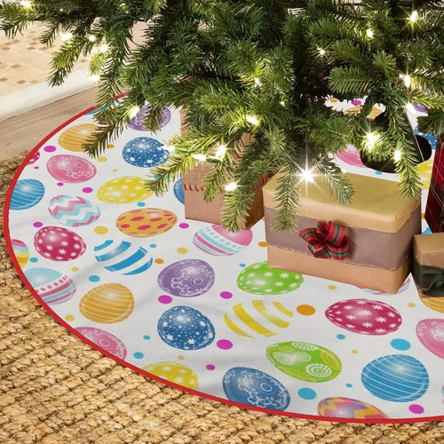 Vista 20 de Falda de árbol de Pascua, huevos de conejo de Pascua, falda de árbol de Navidad, tapete para fiestas de vacaciones, decoración de interiores