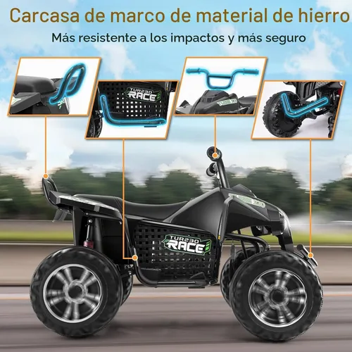 Vista 4 de Hikole ATV de 24 V y 4 ruedas para niños de 6-8-10-14 años para montar al Negro