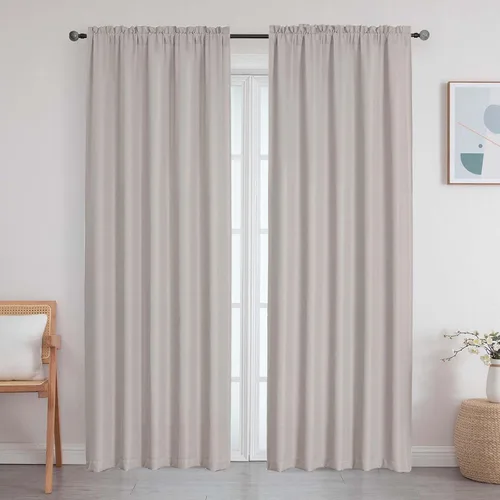 Vista 65 de Cortinas de lino para dormitorio y sala de estar de 96 pulgadas de largo, juego de 2 paneles, con bolsillo para cortinero, filtrado de luz, textura