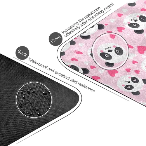Vista 4 de Pandas Pink Hearts Yoga Mat Non Slip Thick Kids Eco Friendly Rubber Workout Foldable Yoga Mat Women Exercise