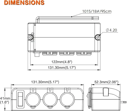 Vista 6 de Divisor de encendedor de cigarrillos de 3 enchufes, adaptador de toma de corriente de 12V con interruptor LED rojo de encendido/apagado, enchufe