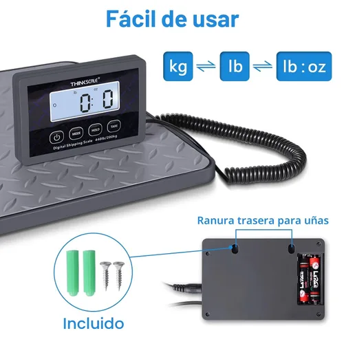 Vista 4 de THINKSCALE Báscula de envío 440lb×1oz - Postal, Equipaje, Almacén, Hogar