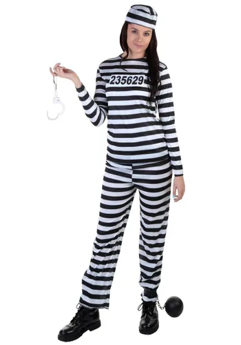 Vista 3 de Disfraz de mujer prisionera a rayas Multicolor
