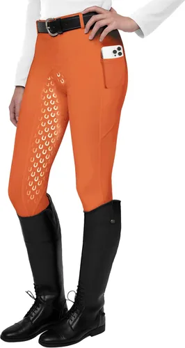 Vista 11 de FitsT4 Sports Mallas de Equitación de Asiento Completo para Mujer con Agarre de Silicona Activa Pantalones Ecuestres Albaricoque