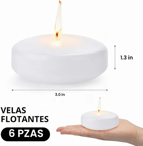 Vista 3 de Velas flotantes blancas de 3 pulgadas, sin perfume, velas de cera sin goteo Blanco